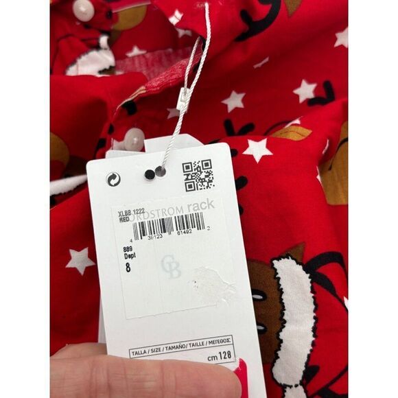 Cactus Boys Kid''s Tabbed Sleeve Button Down Reindeer Christmas Shirt, Red - Picture 8 of 9